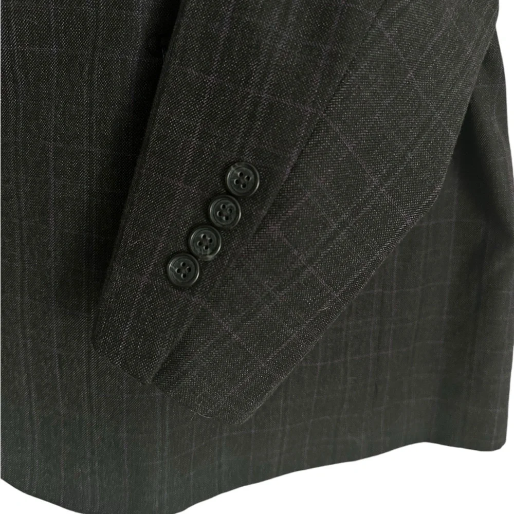 OAK HILL MENS BLAZER GRAY WINDOWPANE PLAID DOUBLE VENT 2XL 50/52‎